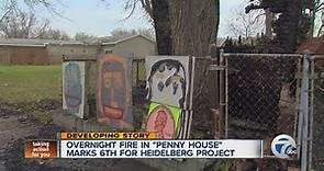 Arson fire causes "Penny House" to burn at Heidelberg Project