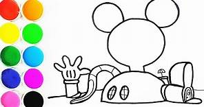Cómo Dibujar y Colorear Casa de Mickey Mouse - Dibujos Para Niños - Learn Colors / FunKeep
