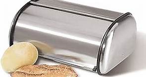 Oggi Stainless Steel Roll Top Bread Box for Kitchen Countertop with Stainless Steel Lid - Fits Multiple Large Loaves of Bread and Other Freshly Baked Goods Including Cookies, Bagels, Muffins