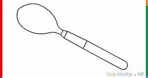how to draw a spoon step by step