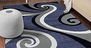 Luxe Weavers Contemporary Abstract Swirl Blue 5x7 Area Rug Modern Geometric Carpet