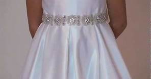 Girls Dress Style 587 - Choice of White or Ivory Satin Sleeveless Dress with Beaded Detailing