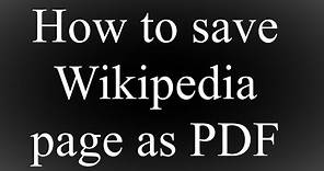 How to save wikipedia page as PDF