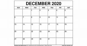 Free Printable December 2020 Calendar - Wiki-Calendar.Com