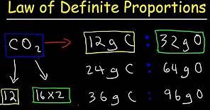 Law of Definite Proportions Chemistry Practice Problems - Chemical Fundamental Laws