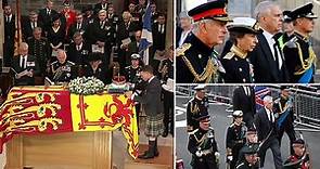 I 4 figli della Regina in processione dietro alla bara della madre, vietata l'uniforme al Principe Andrea
