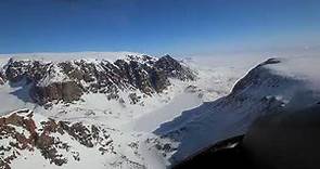 Helicopter approach Ittoqqortoormiit, Greenland