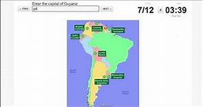 Attempting "The Capitals Of South America" Quiz On Sporcle