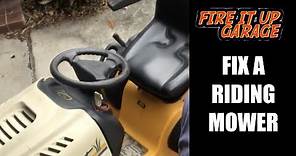 HOW TO FIX THE STEERING ON CUB CADET RIDING LAWN MOWER- STEERING GEAR REPAIR REPLACE TRACTOR