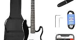 Donner Electric Bass Guitar 4 Strings Full-Size Standard Bass PB-Style Beginner Kit Black for Starter with Free Online Lesson Gig Bag Guitar Strap and Guitar Cable, DPB-510D