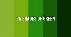 25 different shades of green colour and their names.