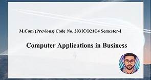M.Com| Computer Application in Business| Introduction to Computer, Data and Information processing