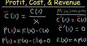 Marginal Revenue, Average Cost, Profit, Price & Demand Function - Calculus
