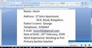 How to write a curriculum vitae (CV format, Sample or example for job application)