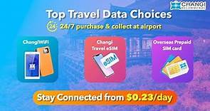 Discover Changi Recommends' Perfect Travel Data Options, as low as $0.23 per day! (𝗼𝗽𝗲𝗻 𝟮𝟰/𝟳)