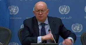 Russian UN Ambassador Vassily Nebenzia Holds Press Conference | LIVE