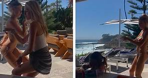 Charlotte McKinney shows off her toned body in colorful bikini