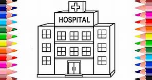 Cartoon hospital coloring page – How to draw and color hospital - hospital building drawing
