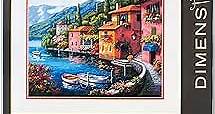 Dimensions 70-35285 Gold Collection Seaside Summer Village Advanced Counted Cross Stitch Kit, 16 Cnt. Light Blue Aida, 15" x 12"