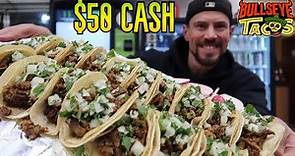 $50 CASH PRIZE | BEST TACO Challenge | Bullseye Burgers | Yakima Washington | Man Vs Food