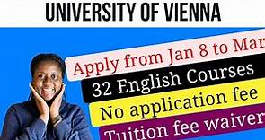Free Application to Study in Austria | English Master programs at University of Vienna