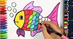 Cómo dibujar y colorear un pez | Colorear niños HD | Dibujar y colorear | How to Draw and Color Fish