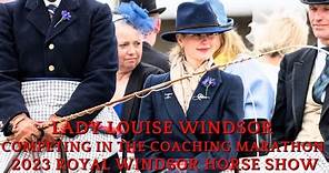 Lady Louise Windsor rides on a carriage at the Royal Windsor Horse Show