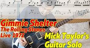 Gimme Shelter - Mick Taylor's Guitar Solo Cover with TAB (The Rolling Stones Live 1972)