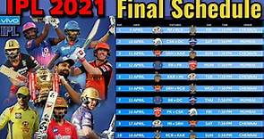 IPL 2021 Final Schedule Announced