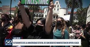 Estudiantes de la Universidad Estatal de San Diego se manifiestan en apoyo a Gaza