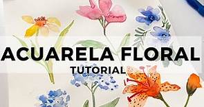 ACUARELA FLORAL - 5 diferentes flores en ACUARELAS TUTORIAL paso a paso MUY FÁCIL