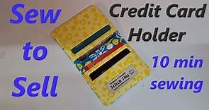 Sew to Sell Credit card holder DIY Beginner gift card pouch business cards slot 10 minute sewing