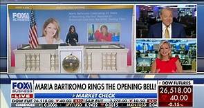 Maria Bartiromo rings the opening bell at the New York Stock Exchange