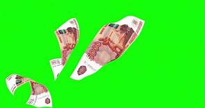 5000 Russian Ruble Flying Green Screen / Russian Currency Flying