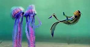 Dreamworks animation skg shark tale oscar and blue jellyfish screaming.