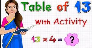 Multiplication Table | Maths Tables of 13 with activity | maths multiplication table of thirteen