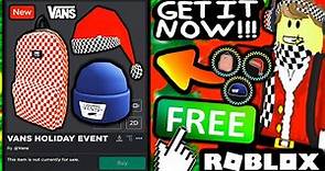 FREE ACCESSORIES! HOW TO GET Vans Santa Hat! Blue Beanie! Checkerboard Backpack! (ROBLOX VANS EVENT)