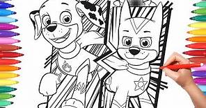 Paw Patrol Super pups Coloring Pages | How to Color Chase Marshall | Paw Patrol Colouring for Kids