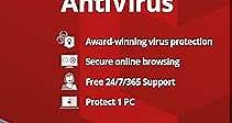 McAfee AntiVirus Protection | 1 PC (Windows)| Internet Security Software | 1 Year Subscription | Key Card