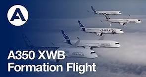 The A350 XWB test fleet joins up in formation flight