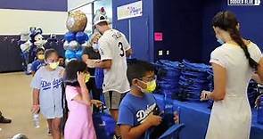 Chris Taylor & fiancée Mary Keller join Dodgers for backpack giveaway at Boys and Girls Club