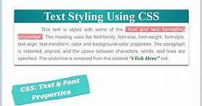 CSS Tutorial: Text & Font Properties in CSS | Fonts in CSS | CSS Text Styling Tutorial