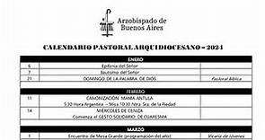 Catedral metropolitana de Buenos Aires. Calendario Pastoral de la Arquidiócesis año 2024