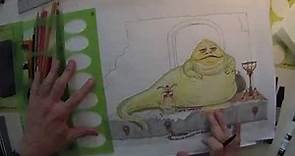 Joe Johnston draws Jabba the Hutt and Boba Fett