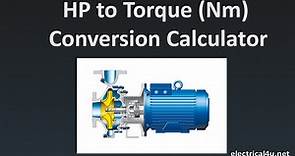 HP to Torque (Nm & ft lb) Conversion Calculator | Electrical4u