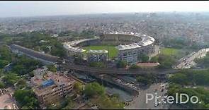 Chennai Marina Beach and M.A. Chidambaram Stadium Drone Stock Video