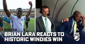 Brian Lara reacts to the West Indies' historic win over Australia at the Gabba | Fox Cricket