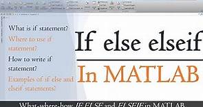 How to write if else condition statement in matlab| If elseif condition in matlab | MATLAB TUTORIALS