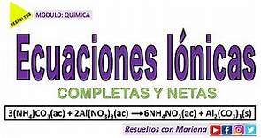 Disociación de Soluciones Acuosas /// Ecuaciones Iónicas Completa y Neta para 3(NH4)2CO3 + 2Al(NO3)3