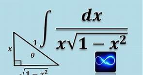 205. Integral de dx entre x raiz de 1 - x^2. SUSTITUCION TRIGONOMETRICA. EJERCICIO RESUELTO.